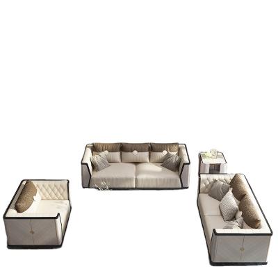 China (Other) Simple Design Diamond Tufted Sofa Sets Furniture Modern Adjustable Genuine Leather Living Room Sectional Couch Set for sale