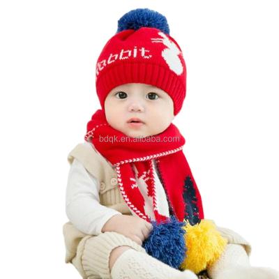 China Fashion Kids Winter COMMON Hats For Girls Boys Cotton Hat Baby Warm Knitted Hat Scarf Set for sale