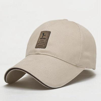 China JOINT Hot Sale Metal Buckle Back Custom Baseball Cap With Brown Leather Patch for sale