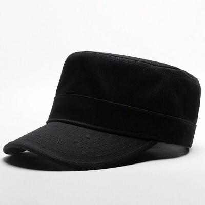 China COMMON Design Promotional Plain Flat Top 100% Cotton Sports Military Hat for sale