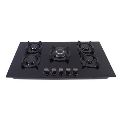 China Manufacturer Green Glass Cook Stove High Tech Five Burners Easily Cleaned Professional Gas Cooker for sale