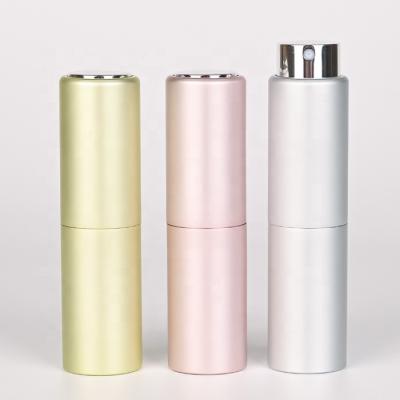 China High Quality Cosmetic Aluminum Twist-Up 20ml Perfume Atomizer Spray Bottle With Glass Vial Inside for sale