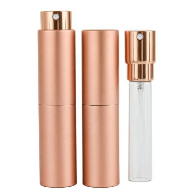 China Travel Cosmetic Perfume Atomizer, Aluminum Twist-up Perfume Atomizer Spray Bottle With Glass Vial for sale