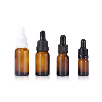 China Personal Care 5ml 10ml 15ml 20ml Amber Glass Essential Oil Bottles Dropper Essential Oil Bottles for sale