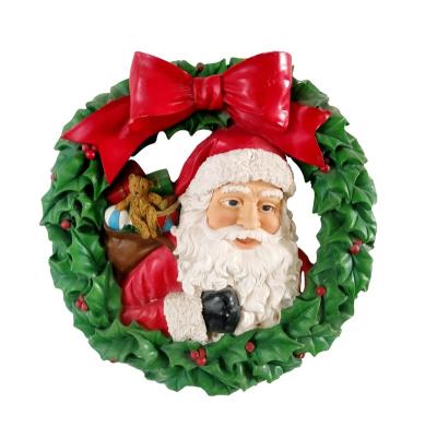 China Wholesale Modern Santa Plaque Resin Home Decor Wall Hanging Christmas Ornaments for sale