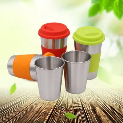 China Disposable Beer Mug With Lid Stainless Steel Single Wall Beer Cup for sale