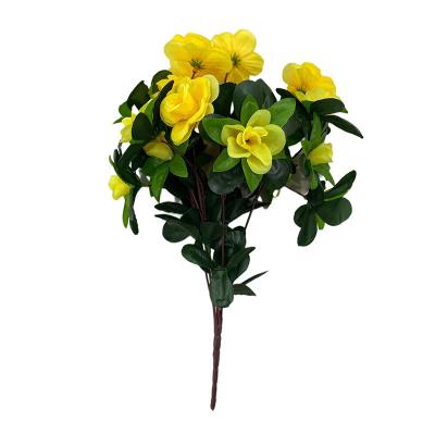 China Plastic Artificial Flowers Ties Fake Silk Flower Arrangements With Realistic Leaves Green Faux Bouquet For Wedding Decor for sale