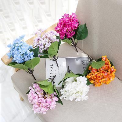 China Fake Artificial Silk Plastic Hydrangea Hydrangea Flower Bouquet For Bonsai Wedding Party Home Garden Decoration for sale