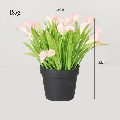 China Plastic Artificial Potted Lily Plant Fake Calla Lily Fake Bonsai Potted Calla Flower Arrangements for Home Office Hotel Decor for sale