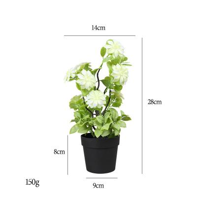 China Plastic Artificial Flowers with Vase Fake Flowers in Decorative Potted Silk Flower Arrangement for Home Farmhouse Office Table Centerpiece for sale