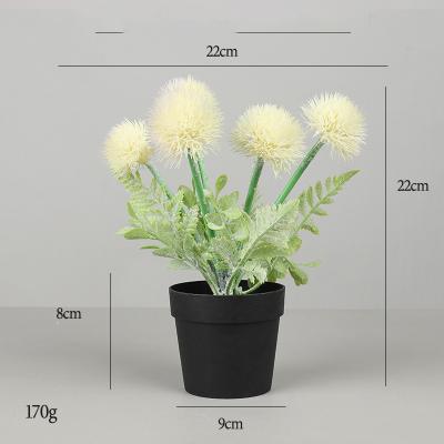 China Fake Dandelion Bouquet Flower Potted Dandelion Group Ball Plastic Potted Faux Plastic Artificial Potted Flower For Home Wedding for sale