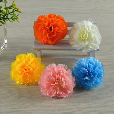 China Plastic+silk 10 Colors Beautiful Mini Carnation Flower Heads Fake Carnation Artificial Flower Heads For DIY Decoration for sale