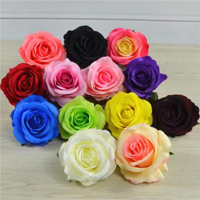 China Plastic+silk 8cm Large Rose Heads Fake Rose Flower artificial head for wedding party decor bouquet for sale