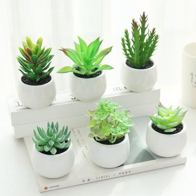 China Wholesale Minimalist Artificial Succulents Plant For Home Decor Flower Pot Ornamental Artificial Succulent Green Plant for sale