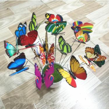 China 50pcs Beautiful Colorful Artificial Butterflies Garden Stakes Patio Butterfly Ornaments On Sticks Garden Decorations Simulation Butterfly for sale