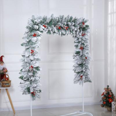 China Beautiful Colorful Christmas Vine Garland 270CM PVC Snow Garland With Red Pinecone Christmas Mall Decoration for sale