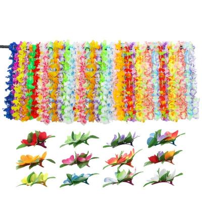 China Artificial Hawaiian Costume Flowers Plastic Hawaii Beach Hairpin Leis Garland Hawaii Wreaths Leis Necklace Flowers Costume Flowers Party Decor for sale