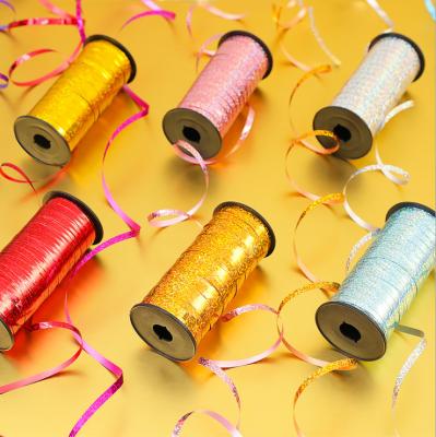 China Beautiful Colorful Artificial Flower Wedding Ceremony Supplies Wedding Stage Layout Tied Balloon Laser Ribbon Silk Ribbon 220 Meters Wedding Room Rope Line for sale