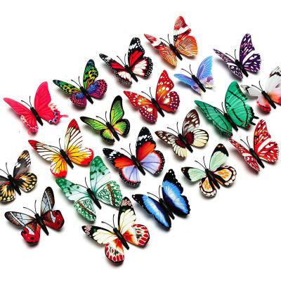 China Wholesale Plastic Butterfly Decoration 3D Home Decor Room Decoration Fridge Wall Stickers for sale