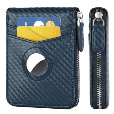 China 2022 new fashion tracker rfid zipper wallet genuine leather airtag small border convenient wallet card case for gift for sale