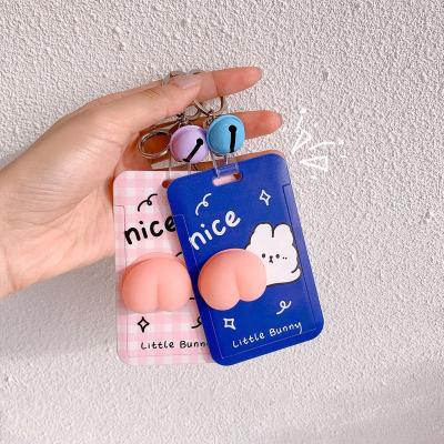 China Fashion Cute Lanyard Car Bag Purse Key Accessories Soft Touch PVC Anime Key Ring With Office Badge ID Card Holder Cartoon Key Chain for sale