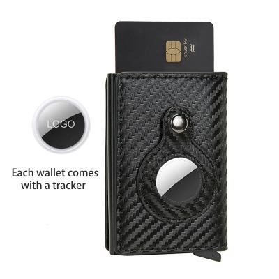 China New Airtag PU Leather Smart Wallet Airtag Wallet Zipper Fashion Airtag RFID Leather Card Holder for sale