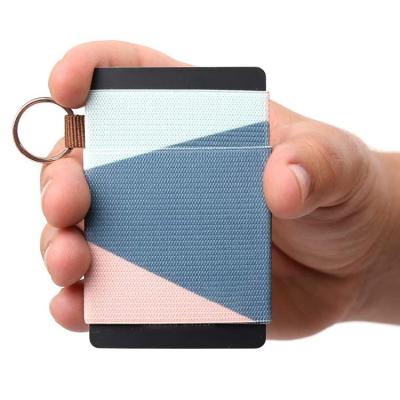 China Amazon Simple Thin Minimalist Elastic Wallet For Men Women Small Credit Card Holder For Front Pocket for sale