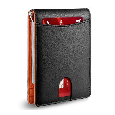 China 2021 RFID Leather Card Holder For Men With RFID Blocking Slim Stylish Bifold ID Wallet Front Pocket Wallet Flip Wallet for sale