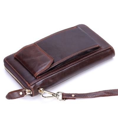 China 2021 Hot RFID Mens Genuine Leather Clutch Bag Purse Organizer Checkbook Wallet Card Case for sale