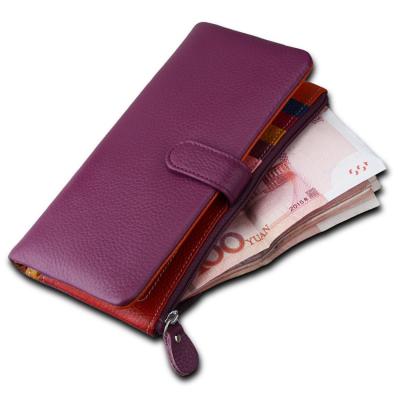 China 2021 RFID Women RFID Blocking Credit Card Multi Slots Bifold Slim Leather Wallets With Zipper Pocket for sale