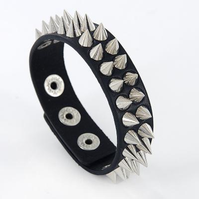 China Fashion Rivets Bracelet Rivets Cuff Leather Punk Studded Bracelet for sale