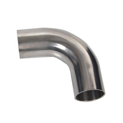 China Food Grade Stainless Steel Butt Weld 90 Degree Sanitary Elbow Pipe Lines Along Radius Pipe Fittings 3 Inch for sale