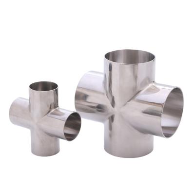 China Pipe Lines For Food Stainless Steel Sanitary Welded Tee Pipe Fittings Welded Stainless Steel Sanitary Food Grade Long Welded Tee Pipe Fittings for sale