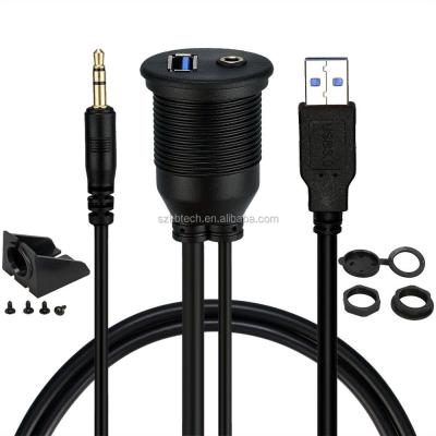 China Data Transmission USB 3.0 & 3.5mm Car Mount Stream Cable 3.5mm + AUX Waterproof Cable. USB3.0 Extension Dash Panel Mount for sale