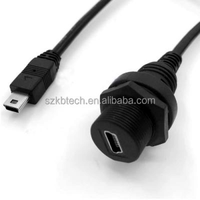 China Data Tansmission Panel Mount Connector IP67 Waterproof Mini USB 2.0 Mini USB Male To Female Extension Cable for sale