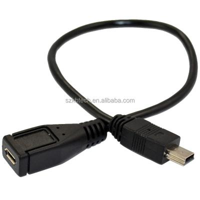 China Data Tansmission USB 2.0 Mini B 5Pin Male To Micro USB Female Adapter Cable for sale