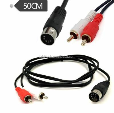 China COMPUTER 5 Pin Din Male Plug to 2 RCA Male Plug Converter Connector Audio Cable for Cd Dvd for sale