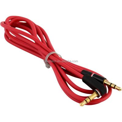 China Car 3.5mm Male to M Aux Cable Cord L-Shaped Right Angle Car Earphone Jack Red Audio Cord for sale