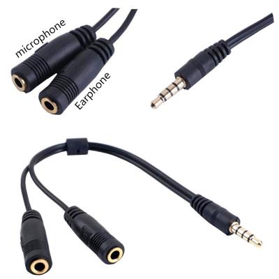 China Microphone 3.5mm TRRS Earphone Jack Microphone Audio Y Splitter Stereo Audio Male To Female Cable Adapter Cord for sale