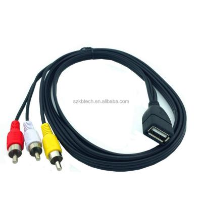 China Data Transmission USB 2.0 A Female 3 to Aux Audio Video Adapter. RCA Phono AV Cable Lead PC TV for sale