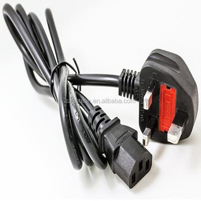 China Consumer Electronics UK Standard Power Cord BS 1363 UK Fused Plug To IEC 60320 C13 AC Power Cord Cable for sale