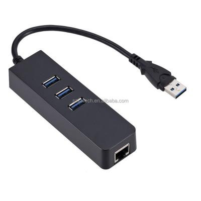 China Supports Charging USB 3.0 3-Port USB 3.0 Hub Lan Network Converter Adapter for sale