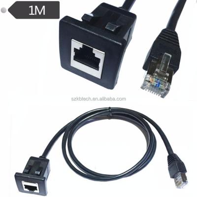 China Data Tansmission RJ45 Male To Female LAN Ethernet Network Cat 5e Panel Mount Snap In Cable for sale