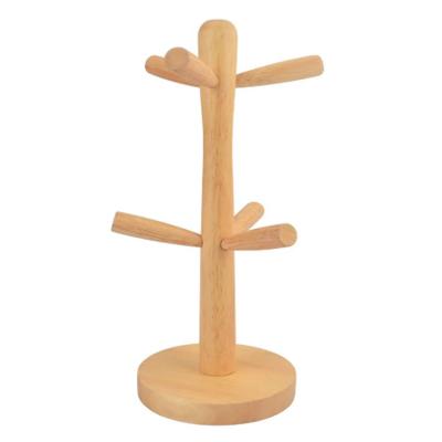 China Europe Wooden Cup Holder Tree Coffee Tea Cup Holder With 6 Hooks for sale