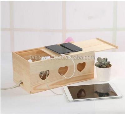 China Wooden Cable Management Box Organizer Hoem Storage And Organization Viable Use for sale