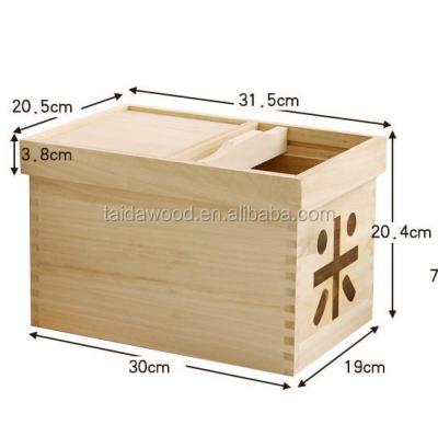 China High Quality Hot Selling Japanese Style Decorative Freshness Storage Boxes Wooden Rice Storage Container for sale