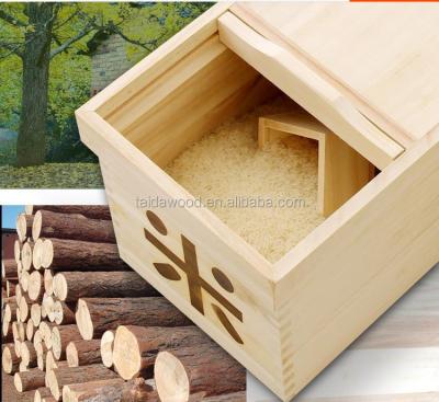 China Wooden square measure/freshness preservation rice bucket, red for sale