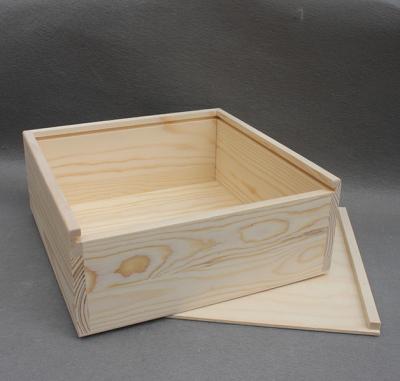 China Handmade wooden unfinished storage box with slide top for sale