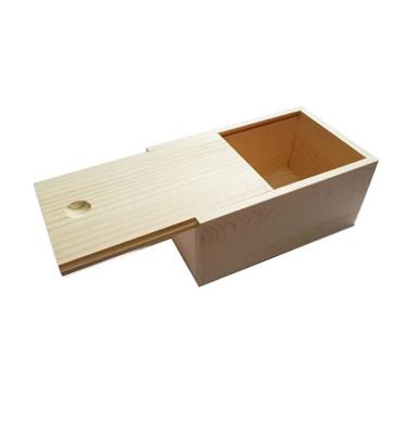 China Sustainable Wooden Unfinished Storage Box With Slide Top Home Storage Wooden Display Gift Box for sale