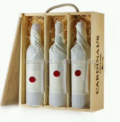 China Handmade wooden wine gift box - triple bottles for sale